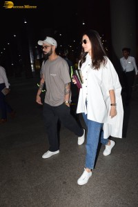 Indian Cricketer Virat Kohli and his Actress Wife Anushka Sharma were spotted at Mumbai Airport on May 22, 2023