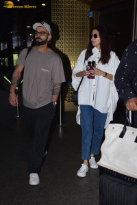 Indian Cricketer Virat Kohli and his Actress Wife Anushka Sharma were spotted at Mumbai Airport on May 22, 2023