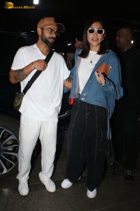 Cricketer Virat Kohli and his Actress Wife Anushka Sharma were spotted at the Mumbai Airport on August 12, 2023