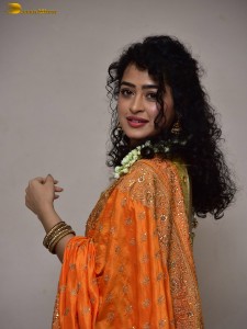 actress Apsara Rani red-hot looks in a orange saree