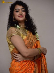 actress Apsara Rani red-hot looks in a orange saree