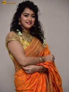 actress Apsara Rani red-hot looks in a orange saree