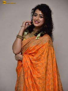 actress Apsara Rani red-hot looks in a orange saree