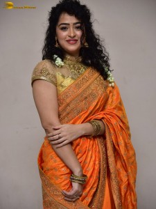 actress Apsara Rani red-hot looks in a orange saree
