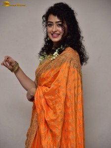 actress Apsara Rani red-hot looks in a orange saree