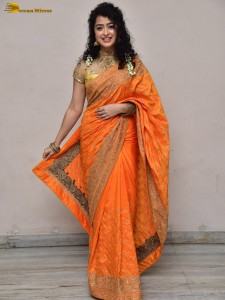 actress Apsara Rani red-hot looks in a orange saree