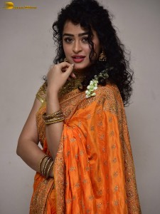 actress Apsara Rani red-hot looks in a orange saree