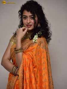 actress Apsara Rani red-hot looks in a orange saree