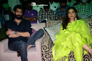 Aranya Movie Pre-Release Event attended by Actors Rana Daggubati, Director Sekhar Kammula and other cast and crew. Also in attendance were Actor Venkatesh and Badminton Player Gutta Jwala