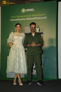 Anil Kapoor and daughter Sonam Kapoor at an event promoting Ariel detergent