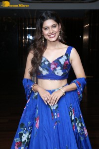 Telugu film actress Asha Bhat in a blue dress