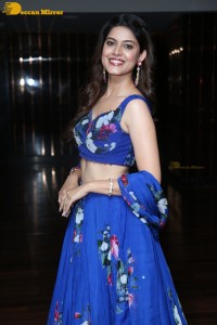 Telugu film actress Asha Bhat in a blue dress