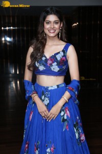 Telugu film actress Asha Bhat in a blue dress