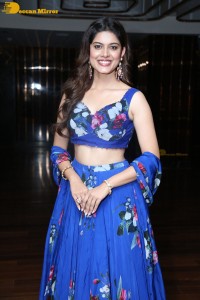 Telugu film actress Asha Bhat in a blue dress