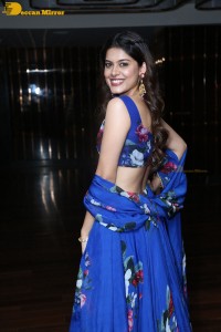 Telugu film actress Asha Bhat in a blue dress
