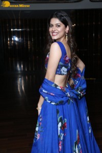 Telugu film actress Asha Bhat in a blue dress