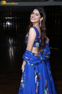 Telugu film actress Asha Bhat in a blue dress