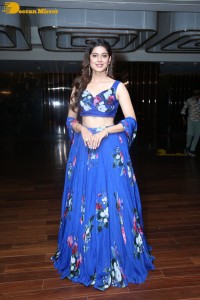Telugu film actress Asha Bhat in a blue dress