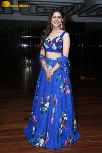 Telugu film actress Asha Bhat in a blue dress