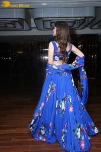 Telugu film actress Asha Bhat in a blue dress