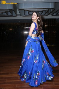 Telugu film actress Asha Bhat in a blue dress