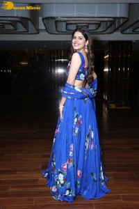 Telugu film actress Asha Bhat in a blue dress