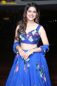 Telugu film actress Asha Bhat in a blue dress