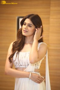 Indian Actress Asha Bhat in a white dress