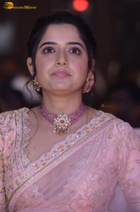 actress ashika ranganath in a pink saree while attending a function