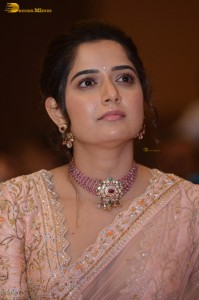 actress ashika ranganath in a pink saree while attending a function