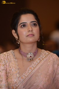 actress ashika ranganath in a pink saree while attending a function