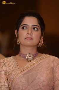 actress ashika ranganath in a pink saree while attending a function
