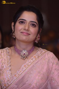 actress ashika ranganath in a pink saree while attending a function