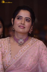 actress ashika ranganath in a pink saree while attending a function