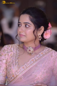 actress ashika ranganath in a pink saree while attending a function