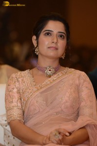 actress ashika ranganath in a pink saree while attending a function
