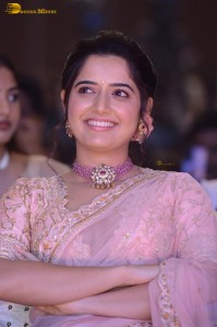 actress ashika ranganath in a pink saree while attending a function