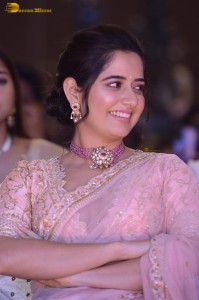 actress ashika ranganath in a pink saree while attending a function