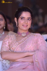 actress ashika ranganath in a pink saree while attending a function