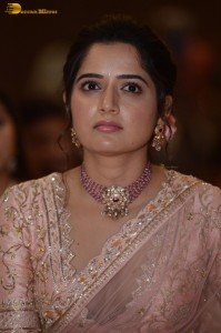 actress ashika ranganath in a pink saree while attending a function