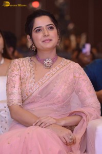 actress ashika ranganath in a pink saree while attending a function