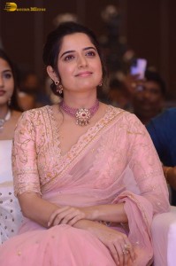 actress ashika ranganath in a pink saree while attending a function