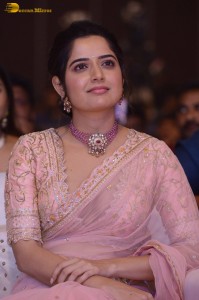 actress ashika ranganath in a pink saree while attending a function