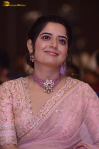 actress ashika ranganath in a pink saree while attending a function