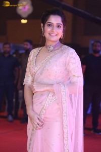 actress ashika ranganath in a pink saree while attending a function