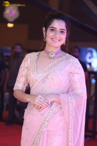 actress ashika ranganath in a pink saree while attending a function