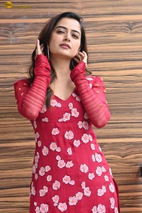 actress Ashika Ranganath beautiful in a red salwar