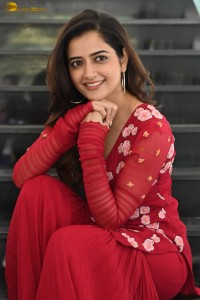 actress Ashika Ranganath beautiful in a red salwar
