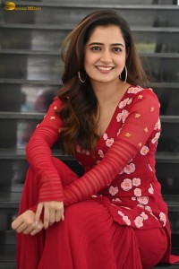 actress Ashika Ranganath beautiful in a red salwar