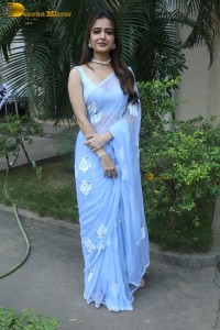 actress Ashika Ranganath lovely in a blue saree